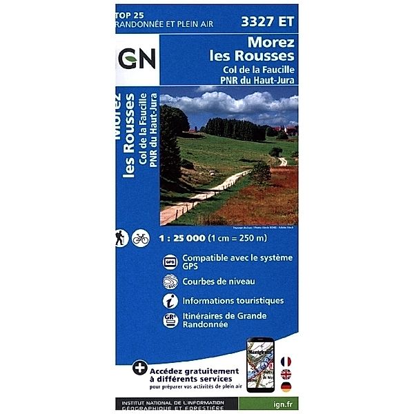 IGN Karte, Serie Bleue Top 25 Morez.les Rousses.Col de la Faucille.PNR du Haut Jura