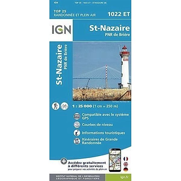 IGN Karte, Serie Bleue Top 25 St-Nazaire Brière