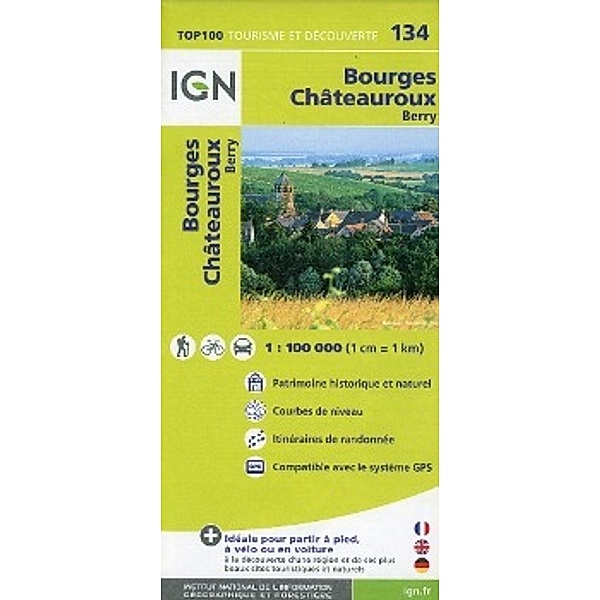 IGN Karte, Tourisme et découverte Bourges, Châteauroux