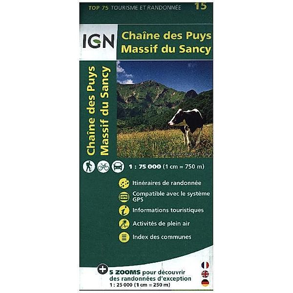 IGN Karte, Tourisme et Randonnée Chaîne des Puys - Massif du Sancy