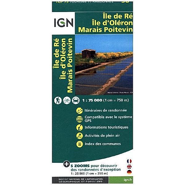 IGN Karte, Tourisme et Randonnée Île de Re, Île d'Oléron, Marais Poitevin