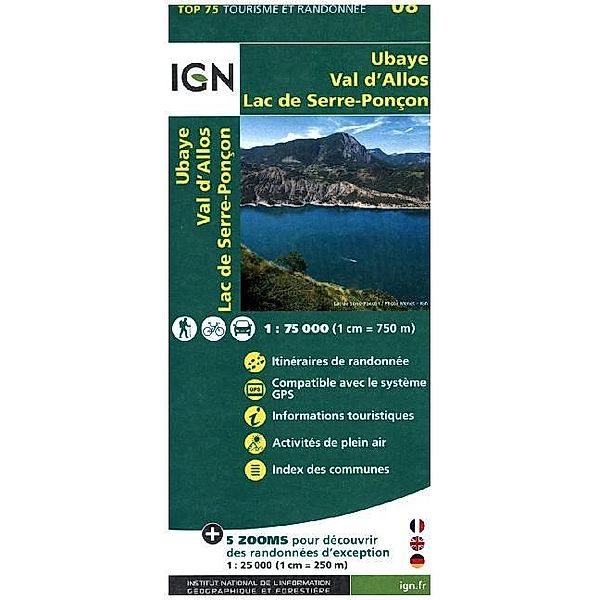 IGN Karte, Tourisme et Randonnée Ubaye, Val d'Allos, Lac de Serre-Poncon
