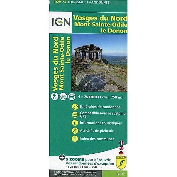 IGN Karte, Tourisme et Randonnée Vosges du Nord, Mont Sainte-Odile, le Donon