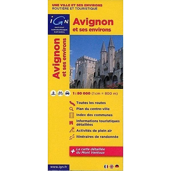 IGN Karte, Une ville et ses environs, routière et touristique Avignon et ses environs