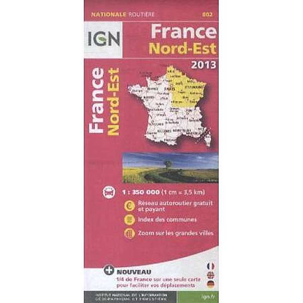 IGN Karten, Nationale Routière: Bl.802 France Nord-Est 2013