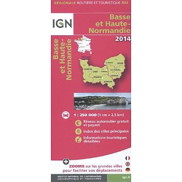 IGN Karten, Régionale Routière (et Touristique): Bl.R02 Basse et Haute-Normandie 2014