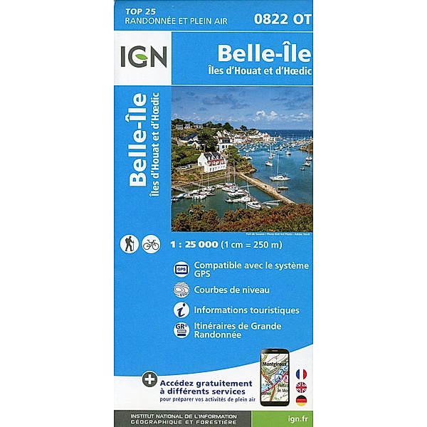 IGN topographische Karte 1:25T Série Bleue / 0822OT / 0822OT Belle ×le D'Houat et D'Hoedic