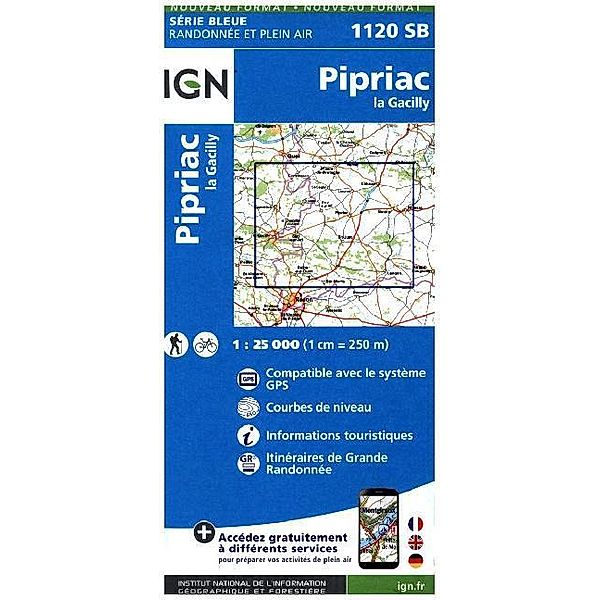 IGN topographische Karte 1:25T Série Bleue / 1120SB / IGN Karte, Serie Bleue Pipriac la Gacilly