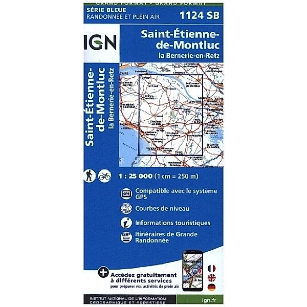IGN topographische Karte 1:25T Série Bleue / 1124SB / 1124SB Saint-Etienne de Montluc La Bernerie en Retz