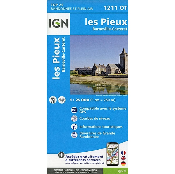 IGN topographische Karte 1:25T Série Bleue / 1211OT / 1211OT Les Pieux - Barneville-Carteret