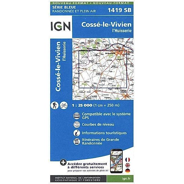 IGN topographische Karte 1:25T Série Bleue / 1419SB / IGN Karte, Serie Bleue Cosse le Vivien