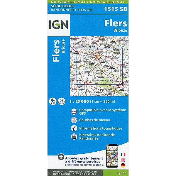 IGN topographische Karte 1:25T Série Bleue / 1515SB / 1515SB Flers Briouze