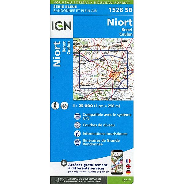 IGN topographische Karte 1:25T Série Bleue / 1528SB / 1528SB Niort Benet Coulon