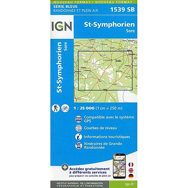 IGN topographische Karte 1:25T Série Bleue / 1539SB / 1539SB St.Symphorien Sor