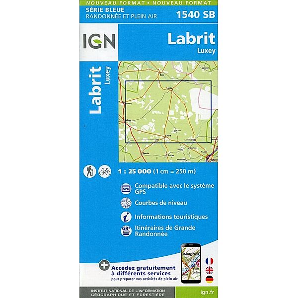 IGN topographische Karte 1:25T Série Bleue / 1540SB / 1540SB Labrit Luxey