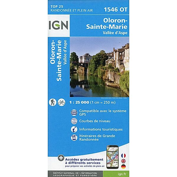 IGN topographische Karte 1:25T Série Bleue / 1546OT / 1546OT Oloron - Sainte-Marie - Vallée d'Aspe