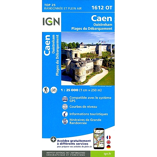 IGN topographische Karte 1:25T Série Bleue / 1612OT / 1612OT Caen Ouistreham
