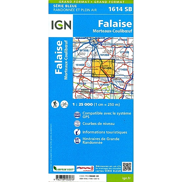 IGN topographische Karte 1:25T Série Bleue / 1614SB / 1614SB Falaise Morteaux