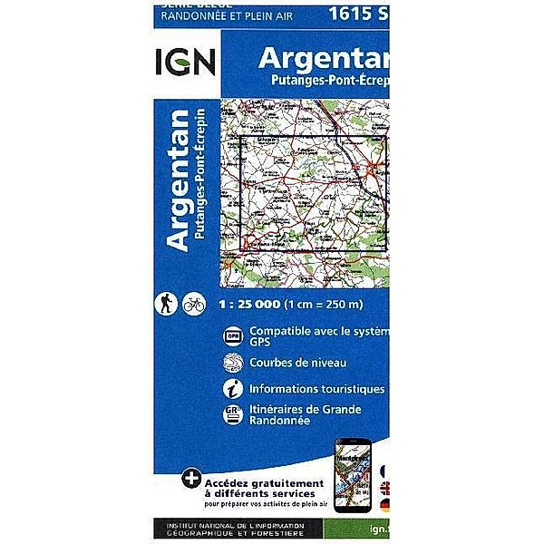 IGN topographische Karte 1:25T Série Bleue / 1615SB / IGN Karte, Serie Bleue Argentan Putances Pont Ecrepin