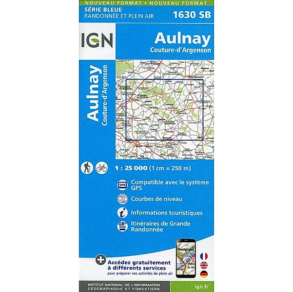 IGN topographische Karte 1:25T Série Bleue / 1630SB / 1630SB Aulnay