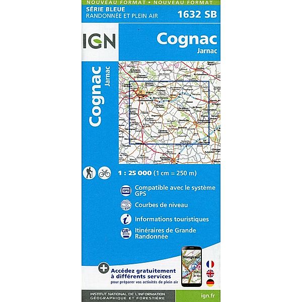 IGN topographische Karte 1:25T Série Bleue / 1632SB / 1632SB Cognac Jarnac