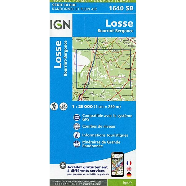 IGN topographische Karte 1:25T Série Bleue / 1640SB / 1640SB Losse Bourriot