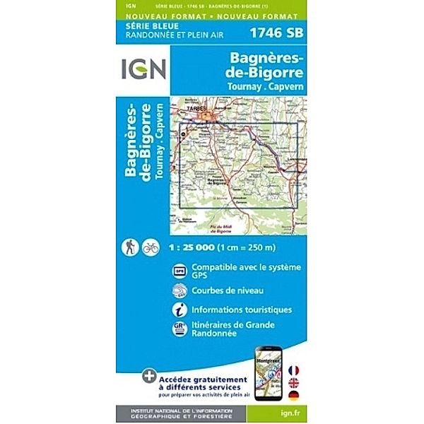 IGN topographische Karte 1:25T Série Bleue / 1746SB / 1746SB Bagneres Bigorre