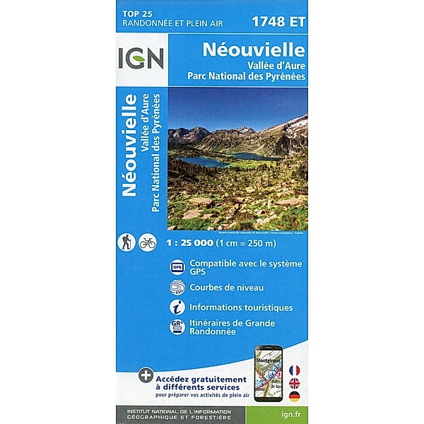 IGN topographische Karte 1:25T Série Bleue / 1748ET / 1748ET Néouvielle Vallée d'Aure; Parc National des Pyrénées