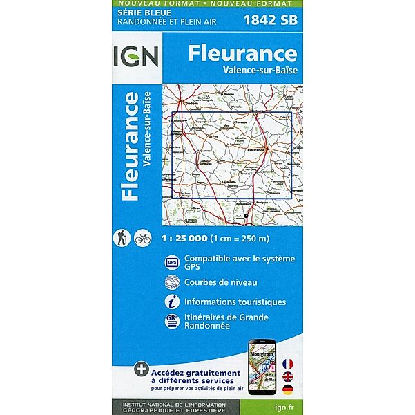 IGN topographische Karte 1:25T Série Bleue / 1842SB / 1842SB Fleurance Valence