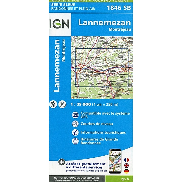 IGN topographische Karte 1:25T Série Bleue / 1846SB / 1846SB Lannemezan