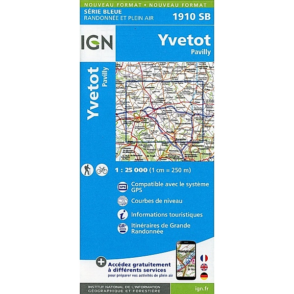 IGN topographische Karte 1:25T Série Bleue / 1910SB / 1910SB Yvetot Pavilly