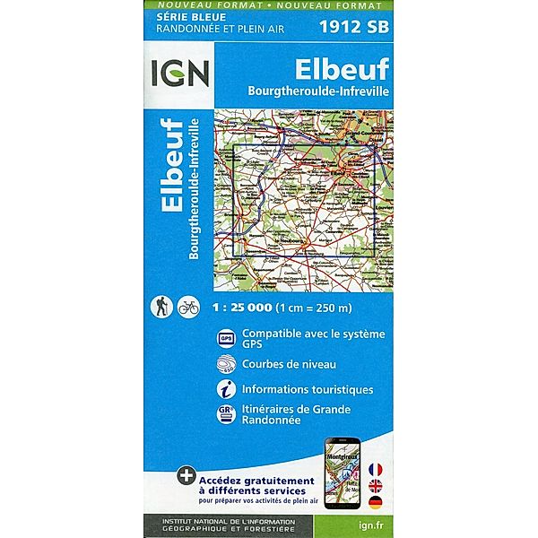 IGN topographische Karte 1:25T Série Bleue / 1912SB / 1912SB Elbeuf.Bourgtheroulde-Infreville
