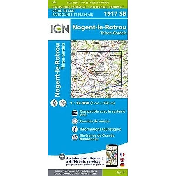 IGN topographische Karte 1:25T Série Bleue / 1917SB / IGN Karte, Serie Bleue Nogent le Rotrou, Thiron Gardais