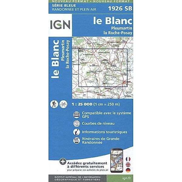 IGN topographische Karte 1:25T Série Bleue / 1926SB / IGN Karte, Serie Bleue Top 25 Le Blanc Pleumar.