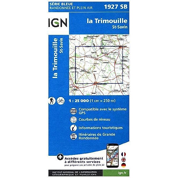 IGN topographische Karte 1:25T Série Bleue / 1927SB / IGN Karte, Serie Bleue Top 25 La Trimouille