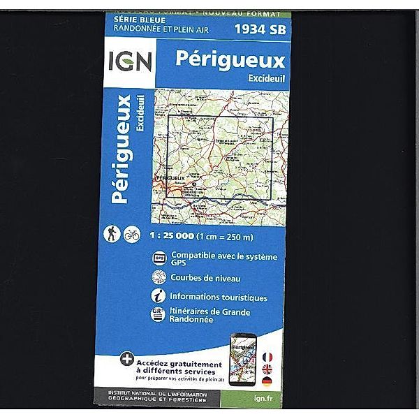 IGN topographische Karte 1:25T Série Bleue / 1934SB / 1934SB Périgueux-Excideuil