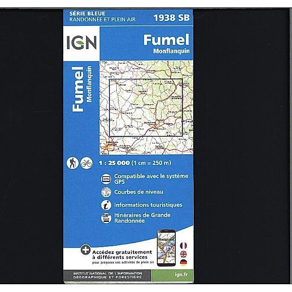 IGN topographische Karte 1:25T Série Bleue / 1938SB / 1938SB Fumel-Monflanquin