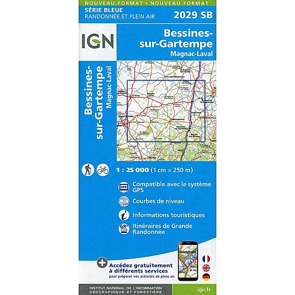 IGN topographische Karte 1:25T Série Bleue / 2029SB / 2029SB Bessines sur-Gartempe.Magnac-Laval