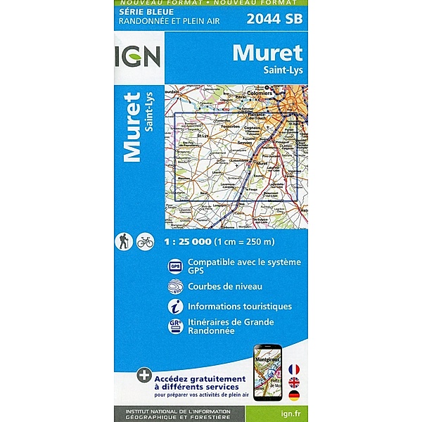 IGN topographische Karte 1:25T Série Bleue / 2044SB / 2044SB Muret Saint-Lys