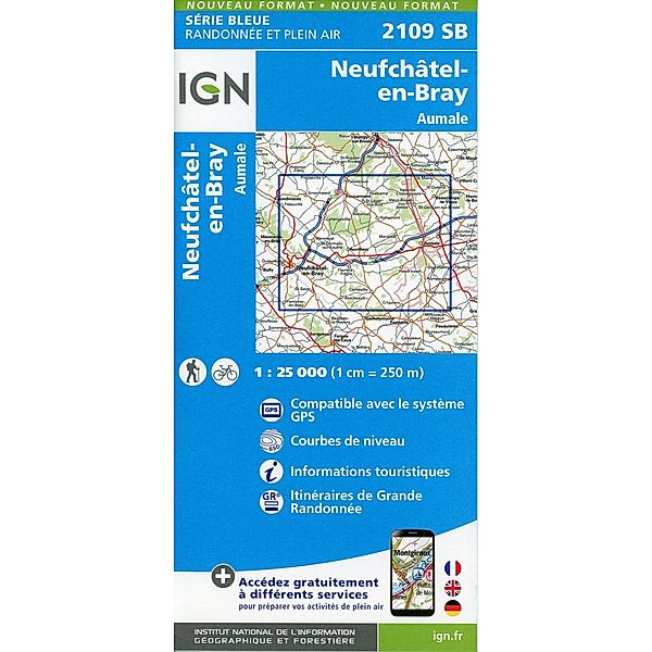 IGN topographische Karte 1:25T Série Bleue / 2109SB / 2109SB Neufchâtel-en-Bray.Aumale
