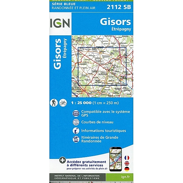 IGN topographische Karte 1:25T Série Bleue / 2112SB / 2112SB Gisors-Étrépagny