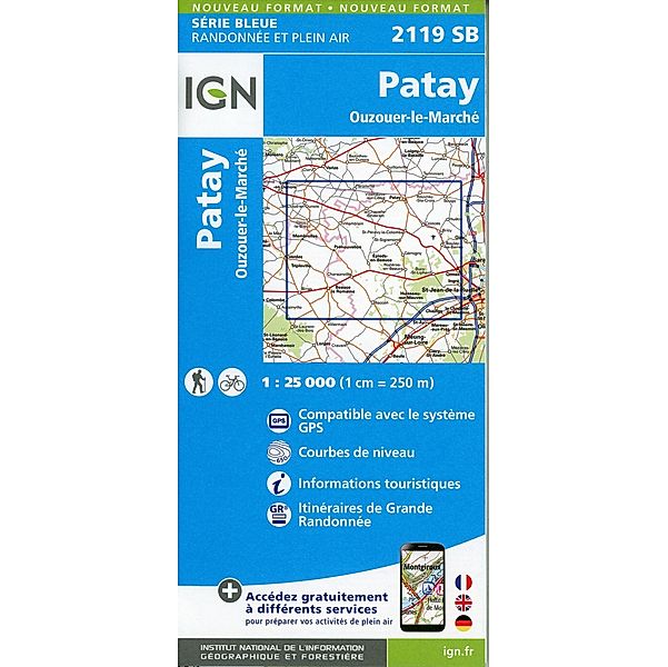 IGN topographische Karte 1:25T Série Bleue / 2119SB / 2119SB Patay.Ouzouer-le-Marché