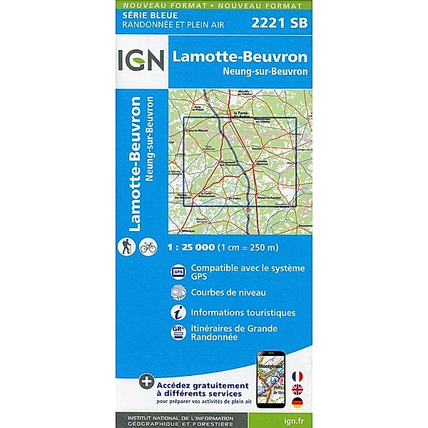 IGN topographische Karte 1:25T Série Bleue / 2221SB / 2221SB Lamotte Beuvron