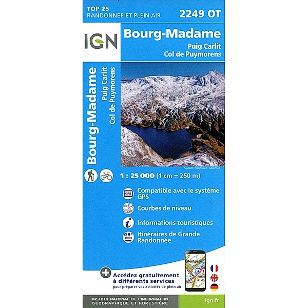 IGN topographische Karte 1:25T Série Bleue / 2249OT / 2249OT Bourg-Madame Col de Puymorens