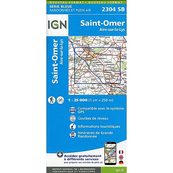 IGN topographische Karte 1:25T Série Bleue / 2304SB / 2304SB St-Omer.Aire-sur-la-Lys