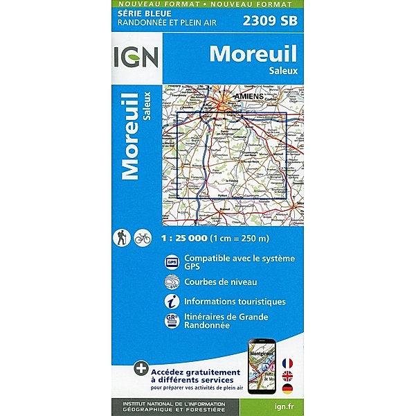 IGN topographische Karte 1:25T Série Bleue / 2309SB / 2309SB Moreuil.Saleux