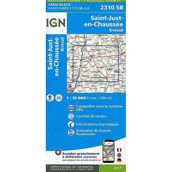 IGN topographische Karte 1:25T Série Bleue / 2310SB / 2310SB Saint-Just-en-Chaussée.Breteuil