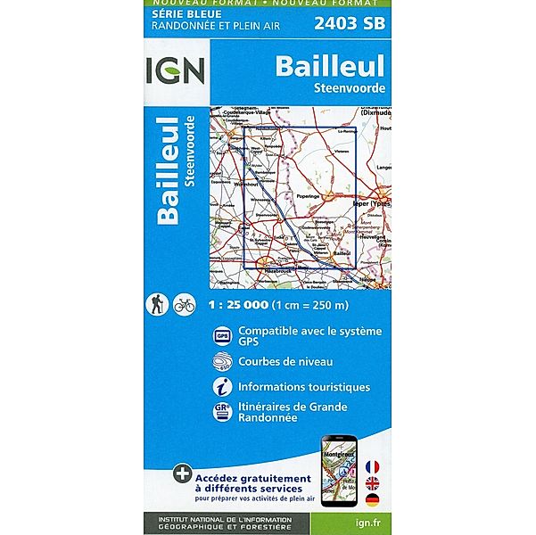 IGN topographische Karte 1:25T Série Bleue / 2403SB / 2403SB Bailleul.Steenvoorde