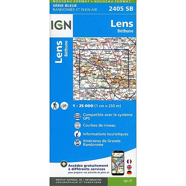 IGN topographische Karte 1:25T Série Bleue / 2405SB / 2405SB Lens.Béthune