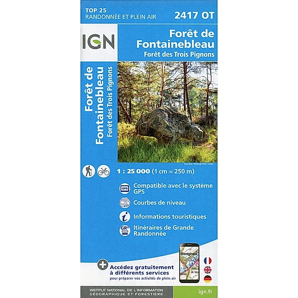 IGN topographische Karte 1:25T Série Bleue / 2417OT / 2417OT Forêt de Fontainebleau